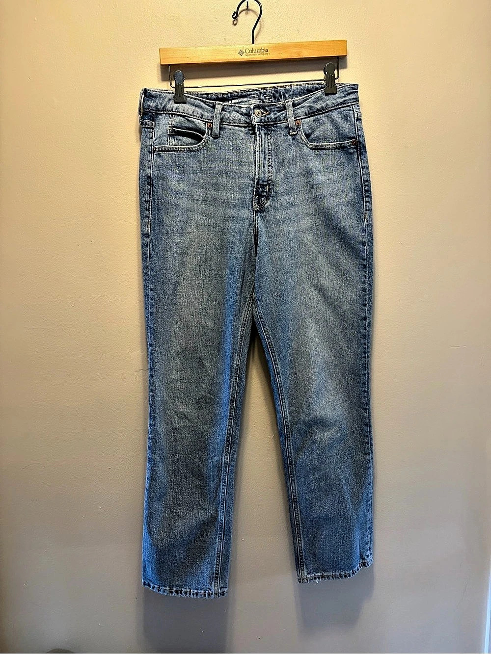 Old Navy Extra High-Waisted Straight Secret-Smooth Pockets Jeans Blue Waist 12